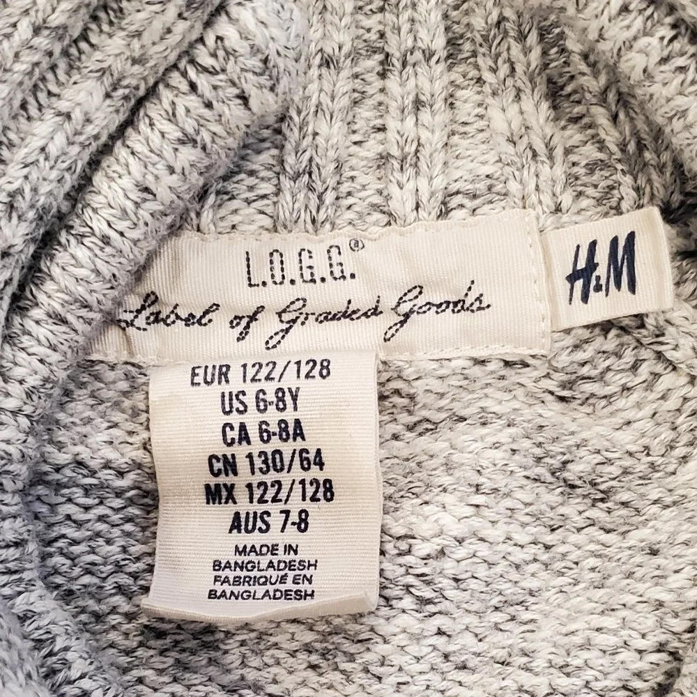 H&M boys sz 6-8 pullover sweater - Heather gray with half zip - Picture 5 of 5
